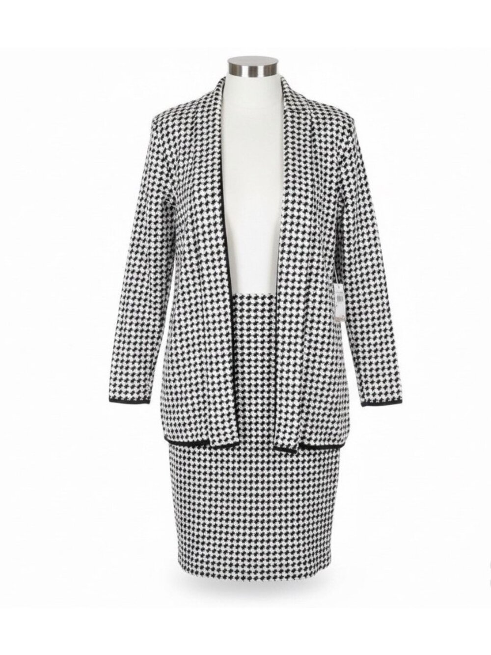 Philosophy Womens Black & White Knit Cardigan & Skirt Set Size 14